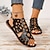 ieftine Sandale de Damă-Pentru femei Sandale Boho Pantofi Romani Zilnic Plajă Vară Toc Drept Boemia Epocă Casual PU Buclă Negru Auriu Maro