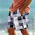 billiga Tryckta shorts-rutigt färgblock herrresort 3d-tryckta boardshorts badbyxor elastisk midja med dragsko med meshfoder aloha hawaiiansk stil semesterstrand s till 3xl