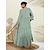 abordables robe décontractée imprimée-Femme Robe Trapèze Ourlet Maxi Robe Maxi Vert manche longue Géométrique Géométrique Printemps Col V Robe Motif Style de mode simple Vacances S M L