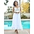 זול שמלה קז&#039;ואל-שמלת מקסי נופש לנשים לבנה תחרה לבנה ללבוש חופשה מזדמנים אלגנטי צוואר גב החוף לכסות