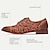 cheap Men&#039;s Oxfords-Men&#039;s Dress Shoes Brown Floral Printed Brogue Leather Italian Full-Grain Cowhide Slip Resistant Lace-up