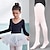 billige Dansetøj-kvinders outfits dansetøj til børn ballet nederdele ren farve splejsning tyl piger præstationstræning langærmet høj bomuldsblanding tyl med solide sokker