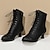 cheap Ankle Boots-Women&#039;s Boots Plus Size Lace Up Boots Outdoor Daily Solid Colored Booties Ankle Boots Winter Lace-up Kitten Heel Cuban Heel Pointed Toe Elegant Vintage Casual Walking PU Leather PU Zipper Black Brown