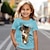 billige piges 3d t-shirts-Pige 3D Kat T-shirt Skjorte Kortærmet 3D-udskrivning Sommer Aktiv Mode Sød Stil Polyester Børn 3-12 år Rund hals udendørs Afslappet Daglig Regulær