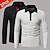 preiswerte Multipack-Mehrfachpackungen 2St Herren Viertel Postleitzahl Langarm Grau + Schwarz Polo Poloshirt mit Viertelreißverschluss Golfhemd Spleißen Farbblock Freizeitskleidung Urlaub Polyester Frühling &amp; Herbst