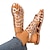 ieftine Sandale de Damă-Pentru femei Sandale Boho Pantofi Romani Zilnic Plajă Vară Toc Drept Boemia Epocă Casual PU Buclă Negru Auriu Maro