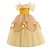 cheap Movie &amp; TV Theme Costumes-Beauty and the Beast Princess Belle Dress Outfits Flower Girl Dress Girls&#039; Movie Cosplay Cute Yellow Halloween Children&#039;s Day Wedding Wedding Guest Dress Sleeves