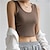 Недорогие Базовые плечевые изделия для женщин-Танк Жен. Черный Белый Коричневый Сплошной цвет Укороченный топ Для улицы Повседневные Мода U-образный вырез S
