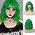 cheap St Patricks Day Wigs-Women‘s Bright Green Ombre Wig Short Curly Wavy Wig Shoulder Length Flat Bangs Wig For Women Girl Cosplay Party Halloween Wig Cap Included St.Patrick&#039;s Day Wigs