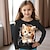 cheap Girl&#039;s 3D T-shirts-Girls&#039; 3D Cat Ruffle Tee Pink Long Sleeve 3D Print Spring Fall Active Fashion Cute Polyester Kids 3-12 Years Crew Neck Outdoor Casual Daily Regular Fit