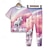 olcso Lányok 3D pizsama-Lány 3D Szivárvány Egyszarvú Póló és nadrág pizsama szett Rózsaszín Rövid ujjú 3D nyomtatás Nyár Tavasz Ősz Aktív Divat aranyos stílus Poliészter Gyerekek 3-12 év Terített nyak Otthon Hétköznapi