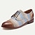 cheap Men&#039;s Oxfords-Men&#039;s Dress Shoes Blue Stripe Brogue Leather Italian Full-Grain Cowhide Slip Resistant Lace-up Light