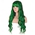 tanie Peruki kostiumowe-długa, falista zielona peruka z grzywką żaroodporne peruki z włosów syntetycznych dla kobiet kostium na halloween cosplay party peruki na dzień świętego patryka