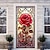 abordables Cubiertas de puertas-Rosas de vidrieras cubiertas de puertas decoración mural tapiz de puerta decoración de cortina de puerta telón de fondo pancarta de puerta extraíble para puerta de entrada interior al aire libre