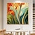 billige Blomster-/botaniske malerier-håndlaget originalt blomsteroljemaleri på lerret abstrakt plantekunstmaleri for hjemmeinnredning med strukket ramme/uten indre rammemaling
