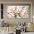 billiga Oljemålningar-handmålad 3d blomma texturerad oljemålning väggkonst abstrat rosa guld blommor målning på duk blommig målning väggdekor för vardagsrum väggkonst vårdekor