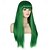 billige Kostymeparykk-kvinners 26 lange rett grønne syntetiske motstandsdyktige hårparykker med smell naturlig parykk for kvinner halloween cosplay St.Patrick&#039;s day parykker