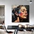 cheap People Paintings-Large Size Fantasy Woman Face Oil Painting on Canvas Handpainted Modern Wall Art for Living Room Home Decor (No Frame)