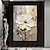 levne Květinové či botanické obrazy-ručně malovaný velký květ textura malba 3d textura malba zlatá květinová abstraktní malba originální zlatá nástěnná malba květin do obývacího pokoje domácí dekorace natažený rám připravený k zavěšení