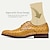 זול נעלי אוקספורד לגברים-נעלי שמלה לגברים מעור יען צהוב עם חור מנוקב בשרוכים עמידים בפני החלקה
