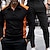 tanie Męskie-Męskie Pasujące zestawy Czarny Koszulka z zamkiem ćwiartkowym Koszula golfowa Spodnie Typu Chino Spodnie chinosy Zestawy Długi rękaw Quarter Zip Urlop Codzienne Kolorowy blok 2-częściowa Poliester