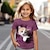 billige jentes 3d t-skjorter-Jente 3D Katt T-skjorte Skjorter Kortermet 3D-utskrift Sommer Aktiv Mote søt stil Polyester Barn 3-12 år Crew-hals utendørs Avslappet Daglig Normal