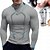 cheap Men&#039;s-Men&#039;s Compression Shirt Running Shirt Long Sleeve Base Layer Athletic Athleisure Fall Breathable Quick Dry Sweat wicking Running Jogging Training Sportswear Activewear Striped Black White Red