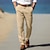 Χαμηλού Κόστους λινό παντελόνι-Ανδρικά Λευκά παντελόνια Παντελόνια Καλοκαίρι παντελόνι Παντελόνι παραλίας Μπροστινή τσέπη Ισιο πόδι Σκέτο Άνεση Αναπνέει Επίσημο Επιχείρηση Αργίες Μείγμα Λινό / Βαμβάκι Μοντέρνα Βασικό Λευκό Θαλασσί