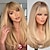 cheap Costume Wigs-Blonde Long Layered Wig with BangsStraight Hair Wigs for WomenSynthetic Heat Resistant Natural Looking Hair Wig for Party Cosplay Dality Use