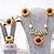 cheap Wearable Accessories-Jewelry Creative Sunflower Necklace Sunflower Earrings Ring Flower Bracelet Four Piece Set