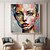 cheap People Paintings-Hand painted Woman Face painting handmade Wall Art Figurative Painting Women Face Art Colorful Acrylic Painting Creative Abstract painting Modern Wall Art painting for living room bedroom hotel decora
