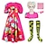 billige Film- og tv-kostumer-mærkelige dukke kjole outfits skøre dukke pufærmer prinsessekjole kvinders piger film cosplay kostumer hot pink karneval fest afslappet dagligt med kostume parykker