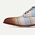 preiswerte Herrenschnürschuhe-Herrenschuhe mit blauen Streifen, Brogue-Schuhe, Leder, italienisches Vollnarben-Rindsleder, rutschfest, leicht