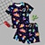 ieftine Pijamale 3D pentru băieți-Băieți 3D Dinozaur Set pijama tricou și pantaloni Manșon scurt Tipărire 3D Vară Activ Modă Zilnic Poliester Copii 3-12 ani Stil Nautic Casă Casual Interior Fit regulat