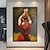 abordables Peintures portraits-danseuse flemenco robe rouge peinte à la main peinture à l&#039;huile abstraite art mural toile non encadrée figure fille toile cadeau pour la décoration murale de la maison