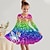 cheap Girl&#039;s 3D Dresses-Girls&#039; 3D Rainbow Unicorn Dress Long Sleeve 3D Print Fall Winter Sports &amp; Outdoor Daily Holiday Cute Casual Beautiful Kids 3-12 Years Casual Dress A Line Dress Above Knee Polyester Regular Fit