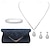 Недорогие Носимые аксессуары-Женская ручная сумка, комплект украшений с бриллиантами и водой, сверкающее ожерелье, серьги, браслет, 4 комплекта, свадебный клатч, кошелек