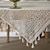 cheap Tablecloth-1pc Bohemian Chic Crochet Lace Tablecloth, Farmhouse Style Retro Hollow Out Tablecloth, Suitable For Kitchen Dining, Buffet Table, Holiday Dinner, Party, Banquet, Restaurant, Wedding Food Tablecloth