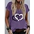 Χαμηλού Κόστους Γυναικεία T-Shirts-Γυναικεία Μπλουζάκι Καρδιά Στάμπα Βαλεντίνος Σαββατοκύριακο Βασικό Κοντομάνικο Λαιμόκοψη V Ρουμπίνι