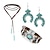abordables Accessoires portables-Ensemble de bijoux pour femmes, style bohème rétro, boucles d&#039;oreilles, bracelets, colliers, turquoise