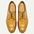 ieftine Oxfords Bărbați-pantofi rochie bărbați din piele de struț galbenă perforată cu șireturi antiderapante