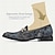 זול נעלי בד ומוקסינים לגברים-שרשרת רקומה פרחונית מעור שחור לגברים