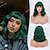 abordables Pelucas para disfraz-Peluca corta ondulada con flequillo de 14 pulgadas, peluca corta verde bob, pelucas de cosplay sintéticas onduladas y rizadas en colores pastel con gorro de peluca gratis para mujeres y niñas, peluca