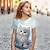 billiga Toppar-Flickor 3D Katt T-shirt Skjortor Rosa Kortärmad 3D-tryck Sommar Aktiv Mode söt stil Polyester Barn 3-12 år Rund hals Utomhus Ledigt Dagligen Normal