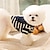 preiswerte Hundekleidung-Herbst- und Winterstrickpullover mit Teddybär-Ohrrevers und Streifen für Wärme und Komfort
