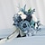 abordables Décoration de maison-Bouquets de mariage de fleurs bleues pour mariée, bouquet de fleurs artificielles, bouquets de demoiselle d&#039;honneur bleus pour centres de table de cérémonie de mariage, anniversaire de douche nuptiale