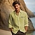abordables camisas de lino para hombre-Hombre Algodón Lino Camisa camisa de lino Brújula Estampado Manga Larga Diseño Negro, Blanco, Verde Trébol Camisa Exterior Diario Vacaciones