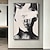billiga Människomålningar-abstrakt konst svart och vit modern väggkonst handmålad väggkonst man ansikte heminredning heminredning utan ram