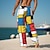 Недорогие Брюки с принтом-Мужские повседневные брюки в клетку с цветными блоками, повседневные брюки с 3D принтом, брюки, свободный крой, прямые летние пляжные брюки с эластичной резинкой на талии, размеры от s до 3xl
