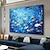 preiswerte Tiergemälde-handgemaltes abstraktes Ölgemälde mit schwimmenden Fischen auf Leinwand, extra großes handgemachtes Wandkunstgemälde, blaues Ozeankunstgemälde, individuelles Gemälde, minimalistisches Kunstwerk für